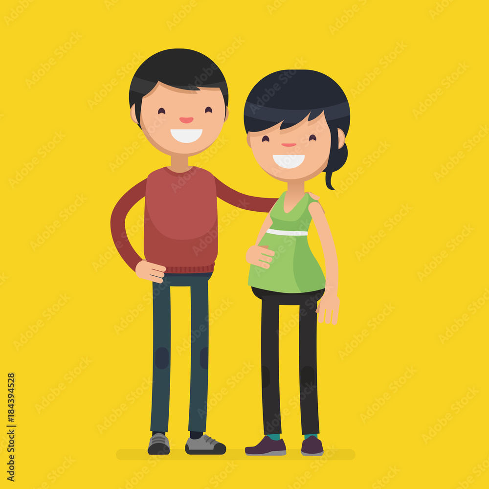 Fototapeta premium Pregnant cute couple vector illustration