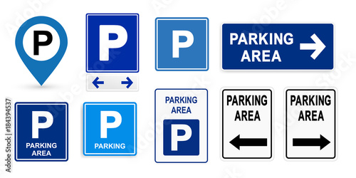 Set of road Sign Parking Area. Street. Vector illustration Isolated on white background
