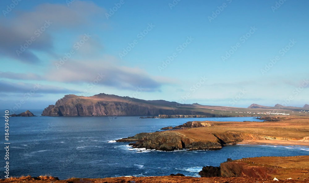 Idyllic irish coast at sunny day