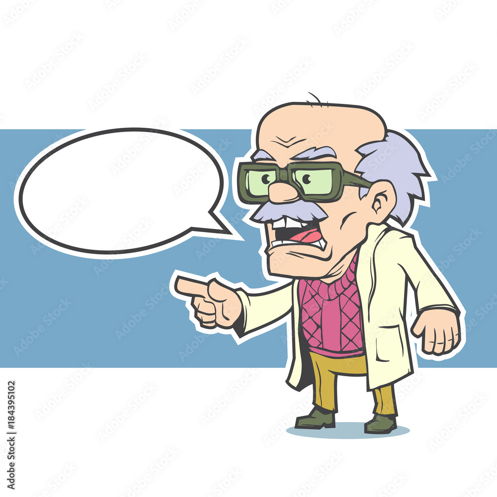 Old professor with glasses. Vector illustration, eps 10.