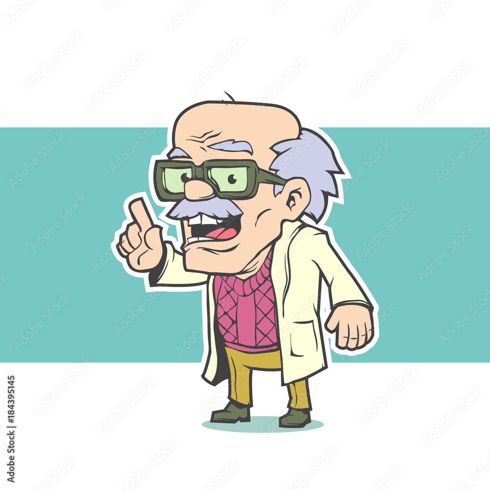 Old professor with glasses. Vector illustration, eps 10.