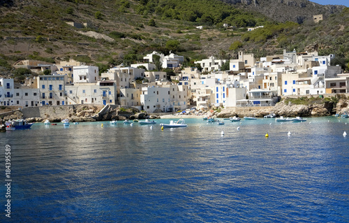 White houses at the harbour of Levanzo