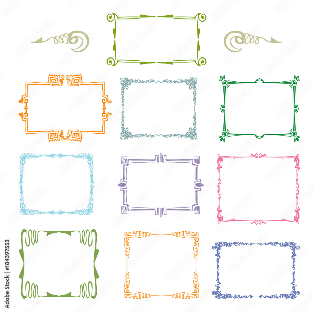 Fototapeta premium set of ornamental label isolated on white, square style