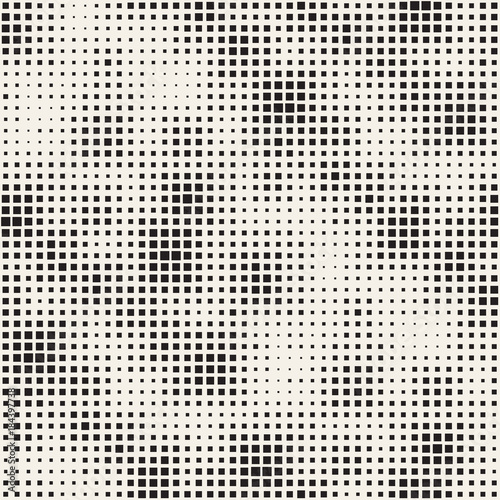 Modern Stylish Halftone Texture. Endless Abstract Background With Random Size Squares. Vector Seamless Chaotic Squares Pattern