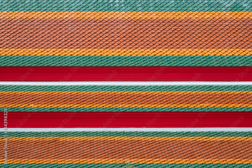 Roof tile texture in Theravada temple, Exterior of Thai Buddhist temple style, Traditional and architecture. Roof tile texture in Theravada temple, Exterior of Thai Buddhist temple style, Traditional and architecture.
