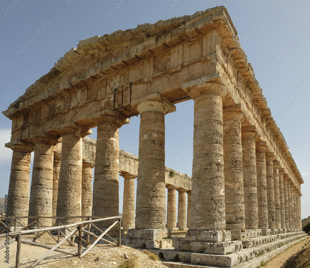 View of the ancient Greek doric temple in Segesta