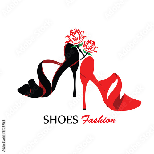 Shoe Logo silhouette design vector template. Shoes shop store logotype concept icon.