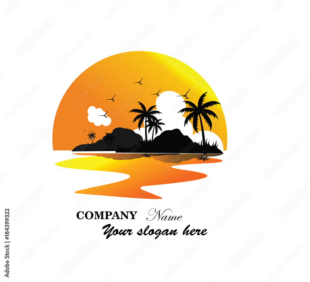 sunset logo icon vector template