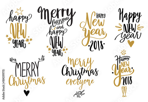 Happy new year calligraphy set