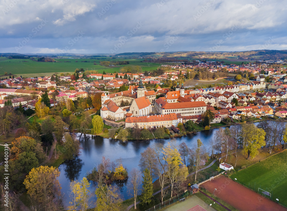 Telc castle in Czech Republic - aerial view