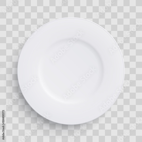 Fototapeta Plate dish 3D white round isolated on transparent background