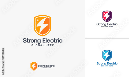 Electricity Shield logo designs vector, Strong Electric Logo template