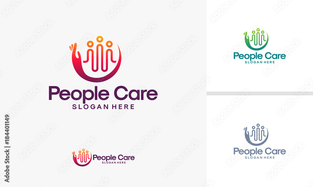 People Care logo designs vector, Community Care logo template