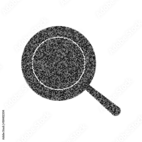 Pan sign. Vector. Black icon from many ovelapping circles with random opacity on white background. Noisy. Isolated.