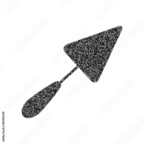 Trowel sign. Vector. Black icon from many ovelapping circles with random opacity on white background. Noisy. Isolated.