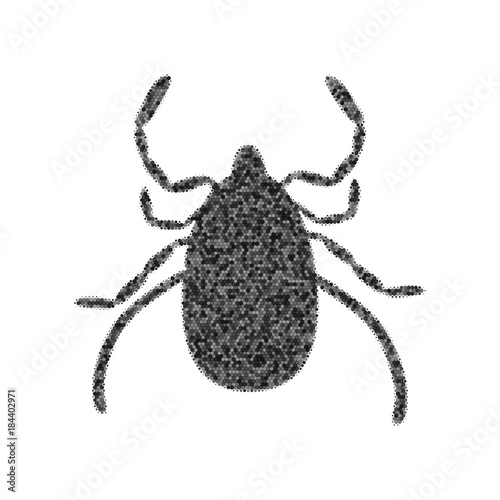 Dust mite sign illustration. Vector. Black icon from many ovelapping circles with random opacity on white background. Noisy. Isolated.
