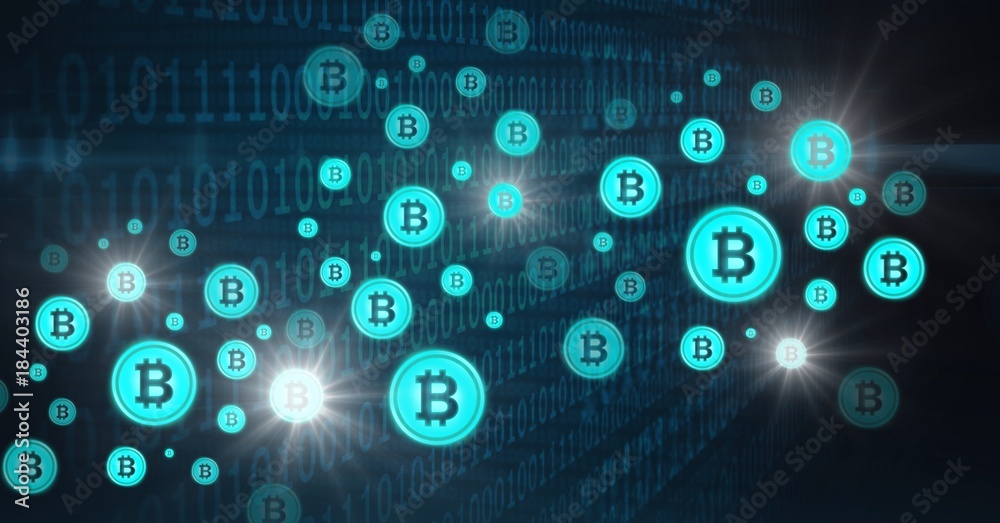 bitcoin graphic icons and binary code bitcoin graphic icons and binary code