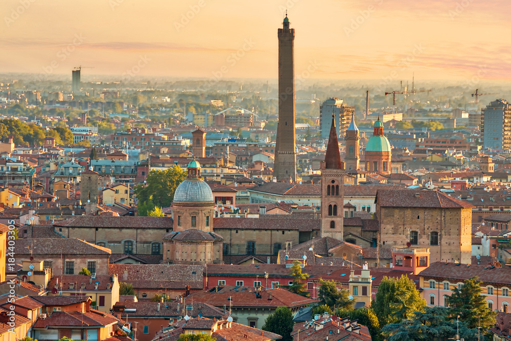Naklejka premium Panorama of the Bologna city in Italy