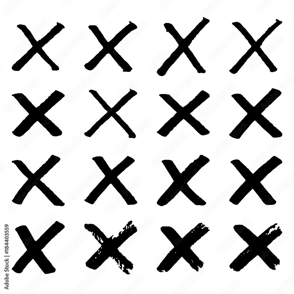 Obraz premium Grunge hand drawn crosses isolated on white background