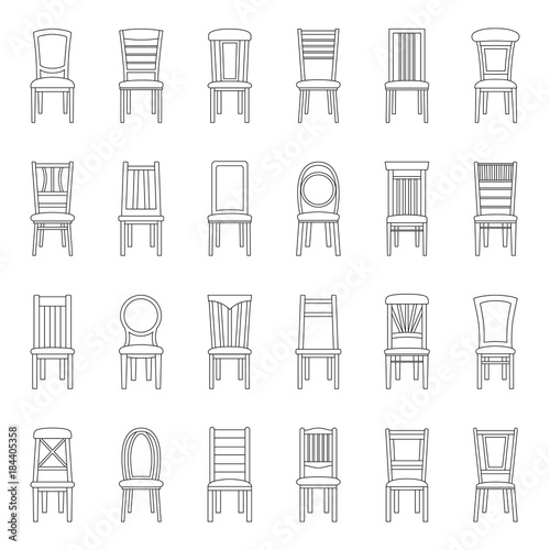 Set of icons of chairs, vector illustration