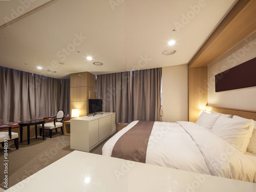 hotel room interior with tv in seoul  korea
