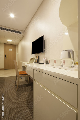 hotel room interior with tv in seoul  korea