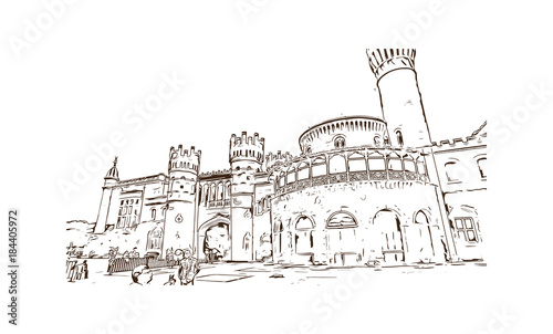 Sketch illustration of Bangalore Palace, Bangalore, India in vector
