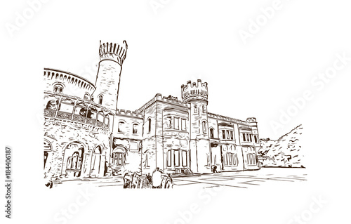 Sketch illustration of Bangalore Palace, Bangalore, India in vector