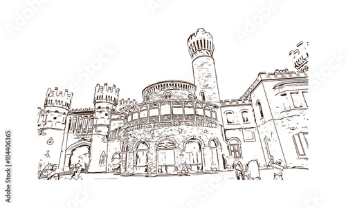 Sketch illustration of Bangalore Palace, Bangalore, India in vector