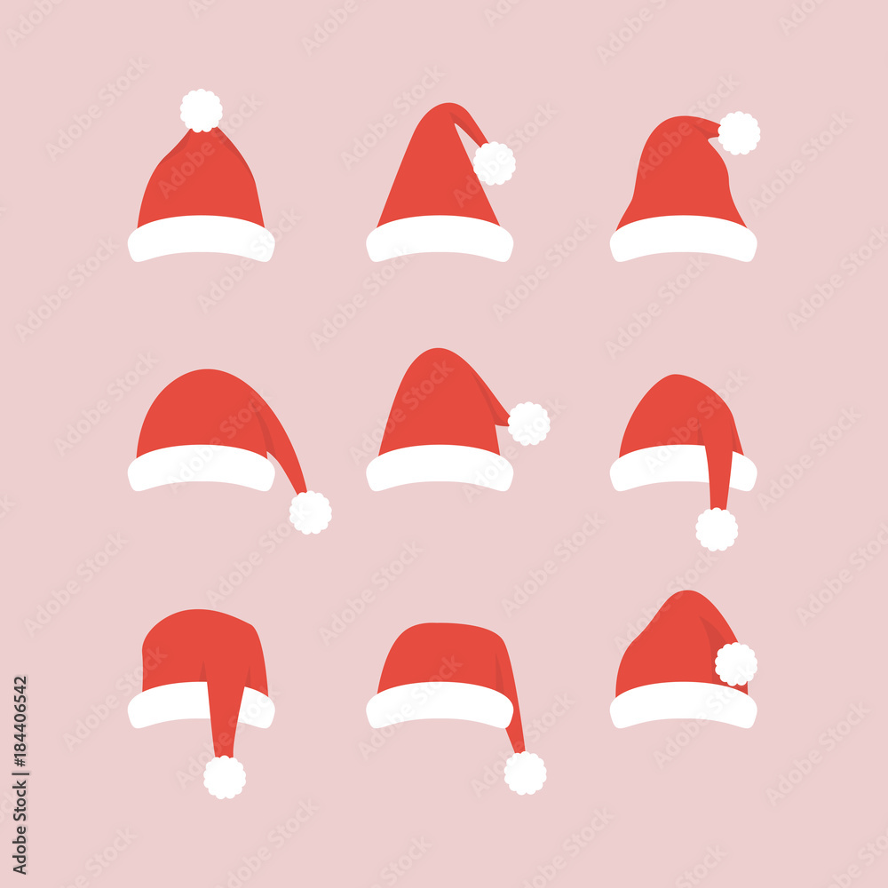 Set of santa hats vector Set of santa hats vector