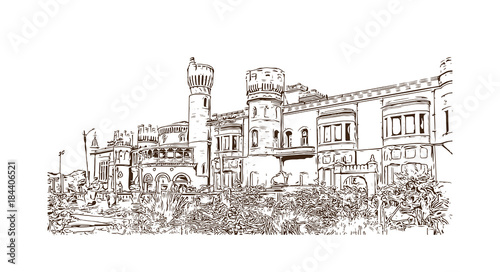 Sketch illustration of Bangalore Palace, Bangalore, India in vector