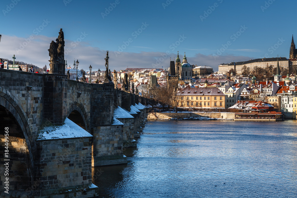 Charles bridge and Prague castle
