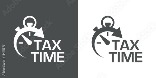 Icono plano cronometro con TAX TIME gris y blanco photo