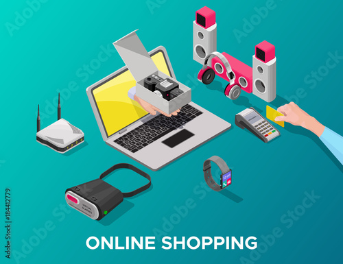 Isometric Gadgets Online Shopping Concept