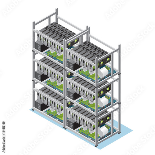 Isometric Crypto Currency Mining Farm Concept