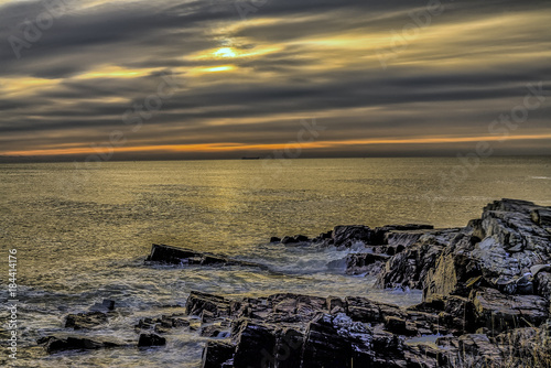 Maine rocky coast at dawn