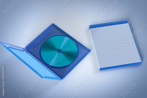 Blank open Blu-ray Disk Box or Case  on white background. 3D render