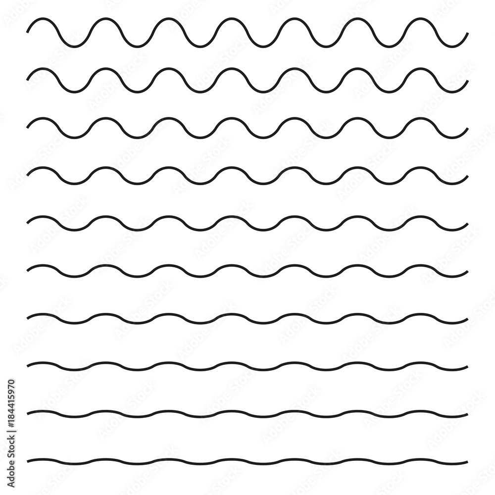 Set of wavy horizontal lines. Vector design element Set of wavy horizontal lines. Vector design element
