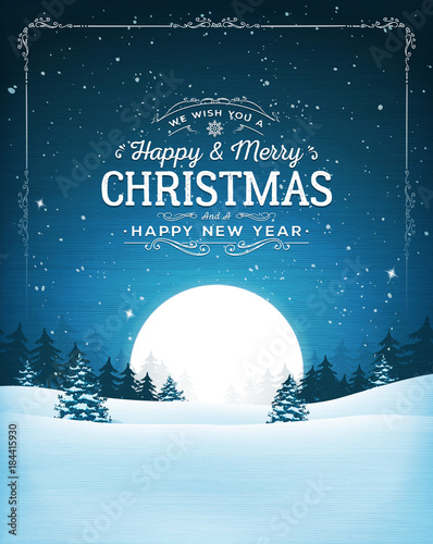 Vintage Christmas Landscape Postcard