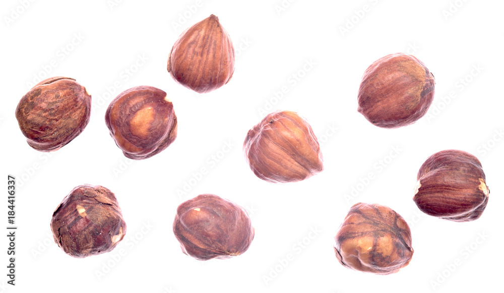 hazelnuts on white