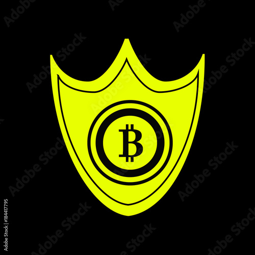 Yellow bitcoin security logo vector design