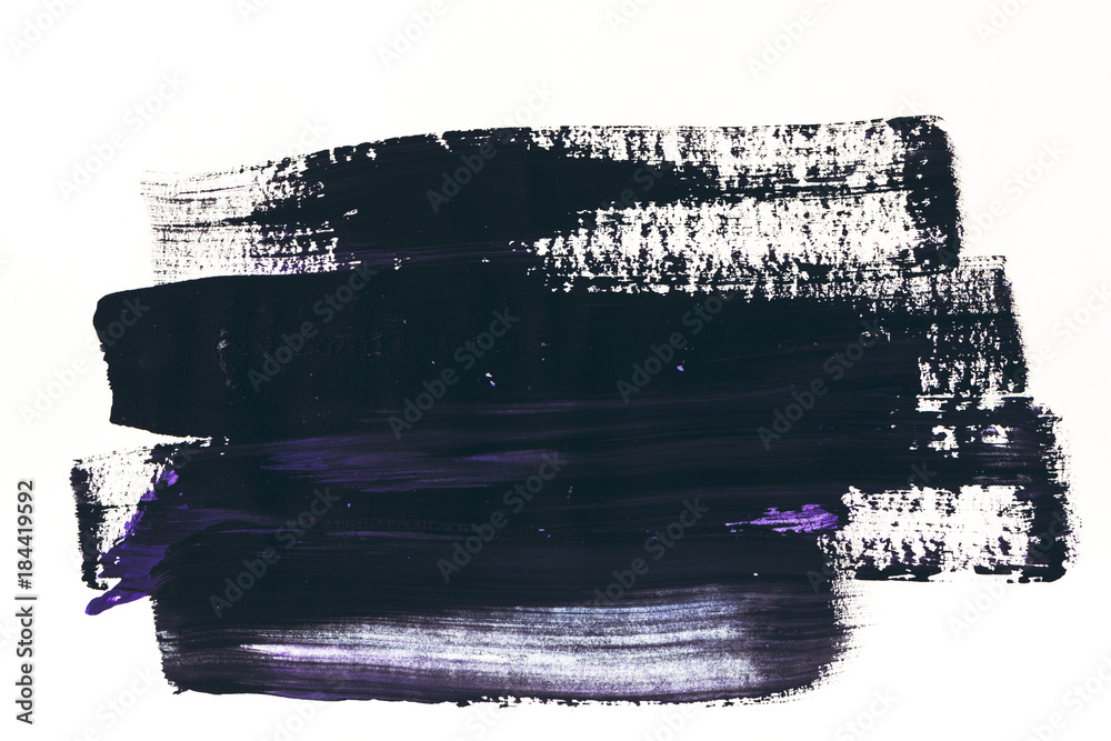 abstract painting with dark purple and black brush strokes on white