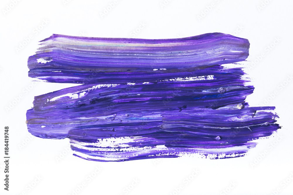 abstract painting with dark blue and purple brush strokes on white