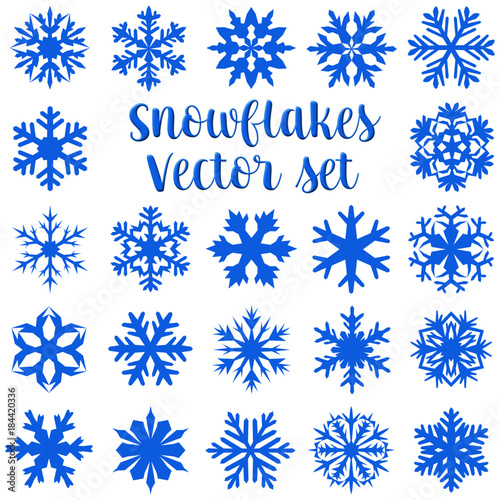 Snow winter ice crystal snowflake vector icon set