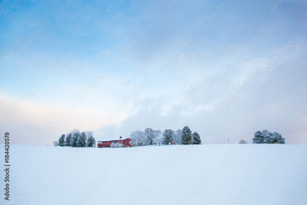 beautiful winter landscape snow farm house beautiful winter landscape snow farm house