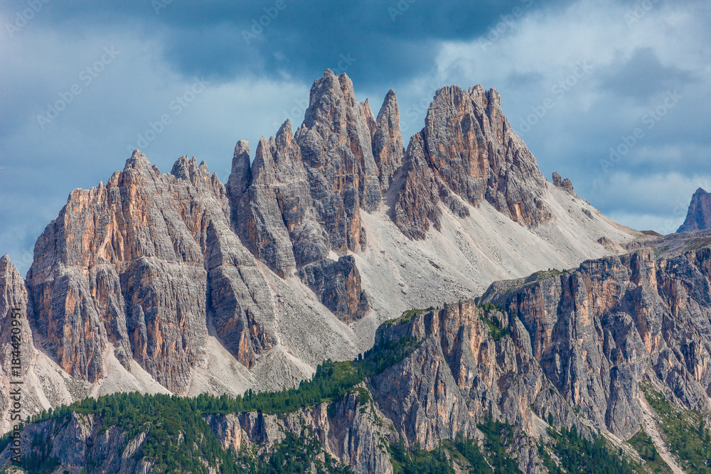 Detail of Croda da Lago Peaks and crests, Dolomites, Italy