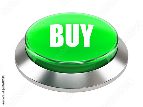 3d green button with Buy text on white background 3d illustration