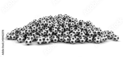 Pile of Soccer footballs. Image with clipping path