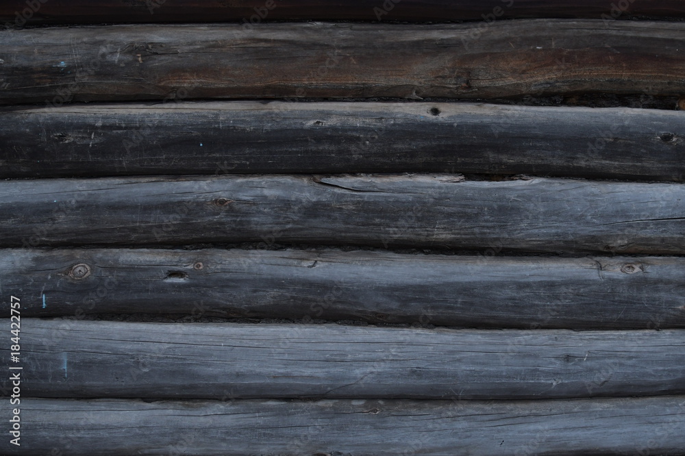 Obraz premium Background Pattern, Closed Up of Old Brown Wooden Logs with Copy Space for Text Decorated.
