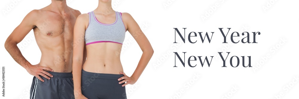 New Year New You text and fitness couple